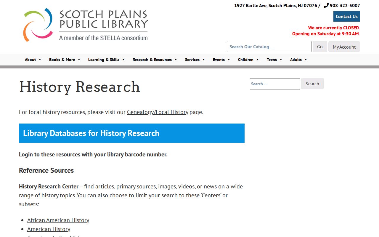 Scotch Plains city directory research through the public library local-history newspapers