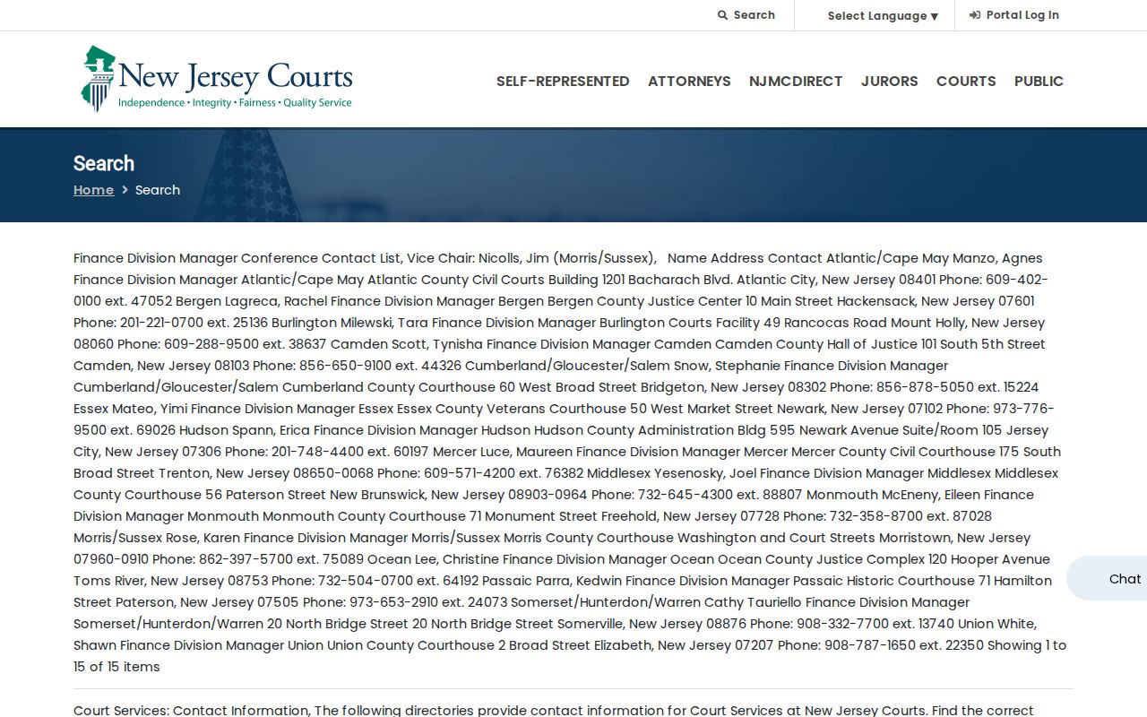 New Jersey Courts public case-search landing page