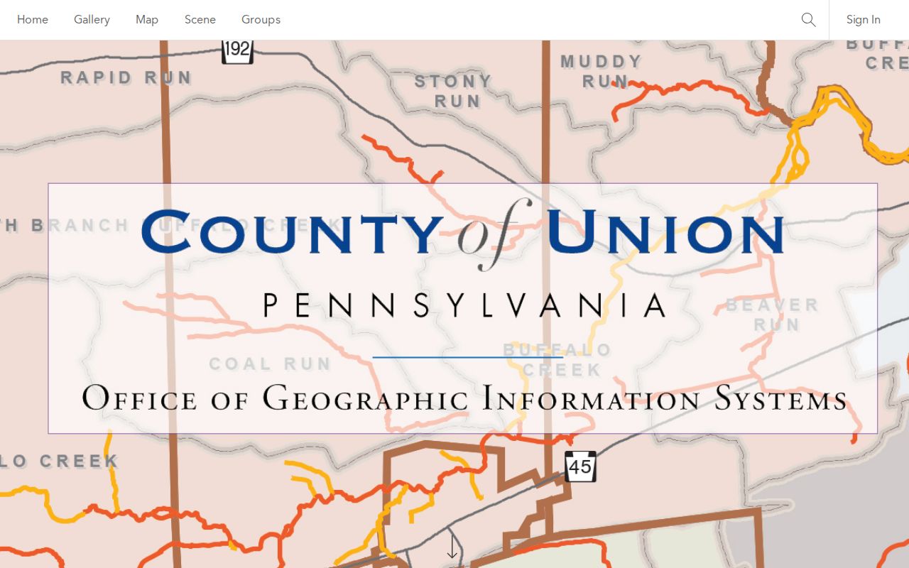 Union County ArcGIS organization page used to locate public parcel map resources