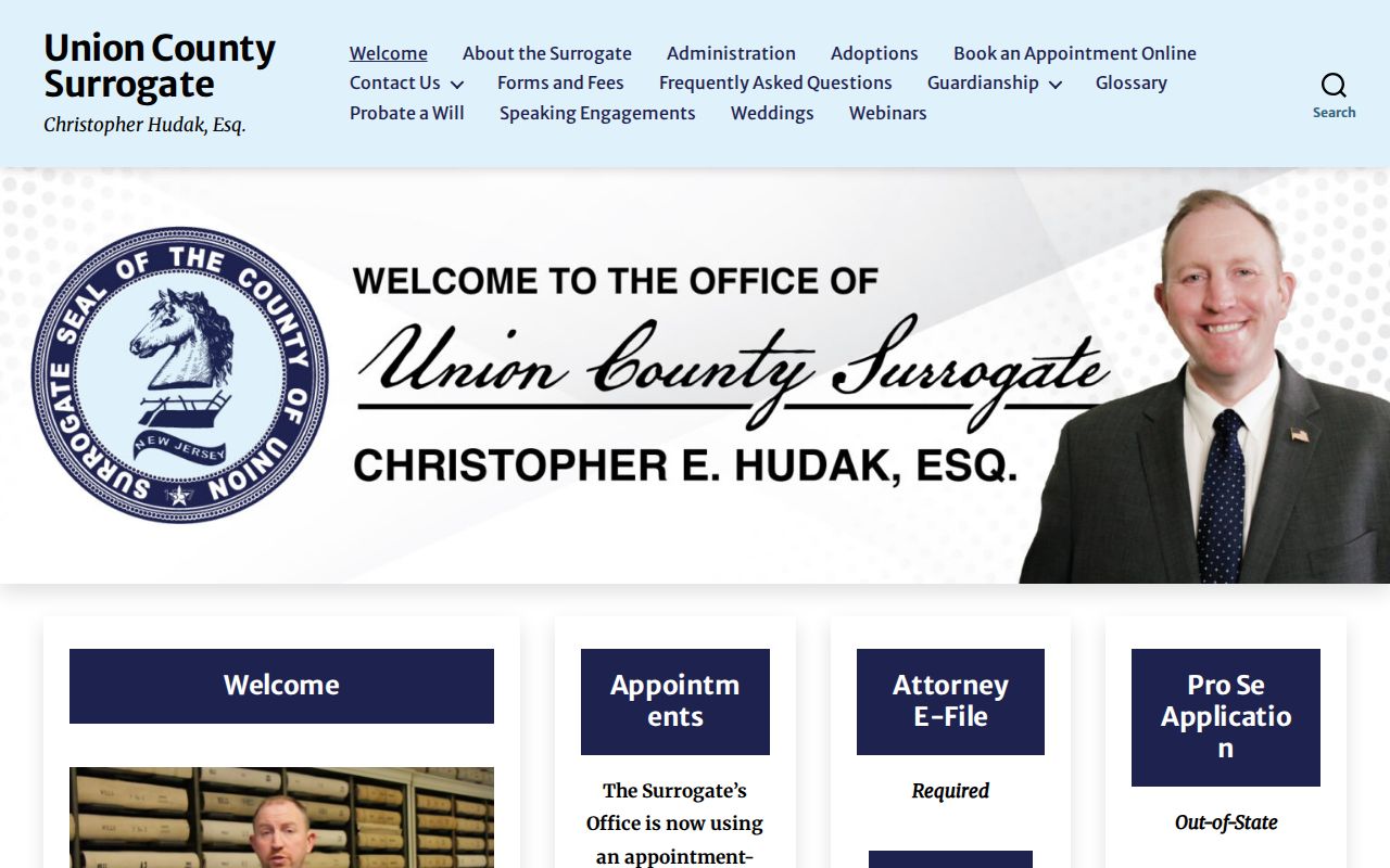 Union County Surrogate records room and estate research access page